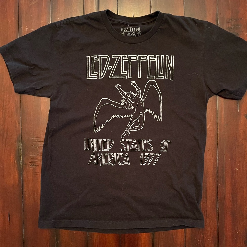 Led Zeppelin Vintage Style Tee - Black Graphic T-Shirt Size Medium